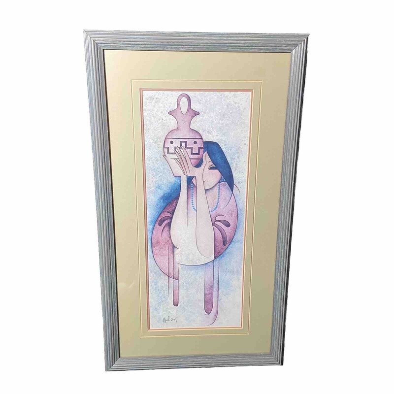 G. E. Mullan Large Matted Framed Signed Women Wedding Jar South West 23” x 13”