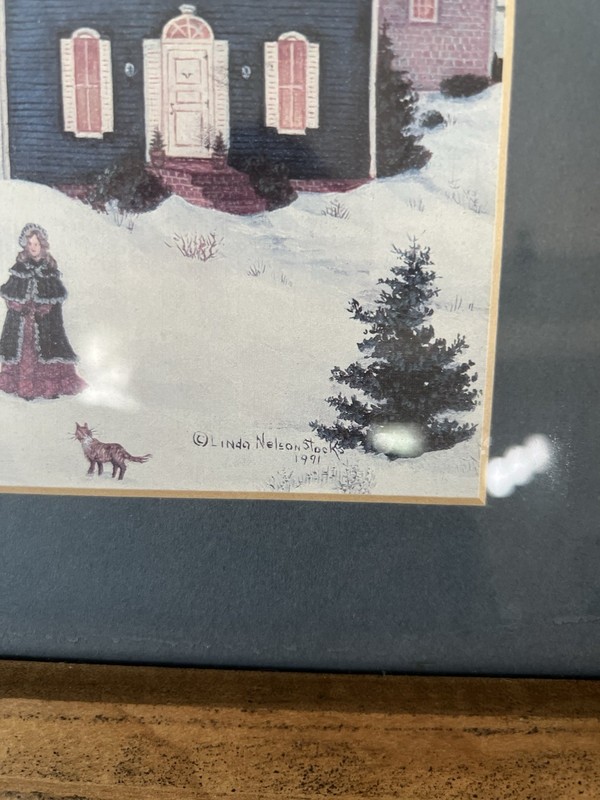 Linda Nelson Stocks 'Winter Ice Skating Scene' 1991 Art Print gallery