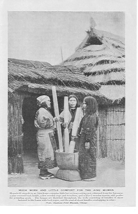 MUCH WORK & LITTLE COMFORT FOR AINU WOMEN c 1920 JAPAN PHOTO-ILLUSTRATION PRINT