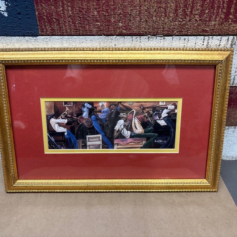 Original FRANK MORRIS Print Framed/ Matted “ BACKSTAGE “African American Art gallery