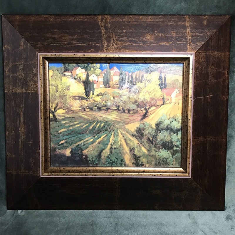 Tuscan Italian Landscape Art Framed Print Countryside Strokes Imitation