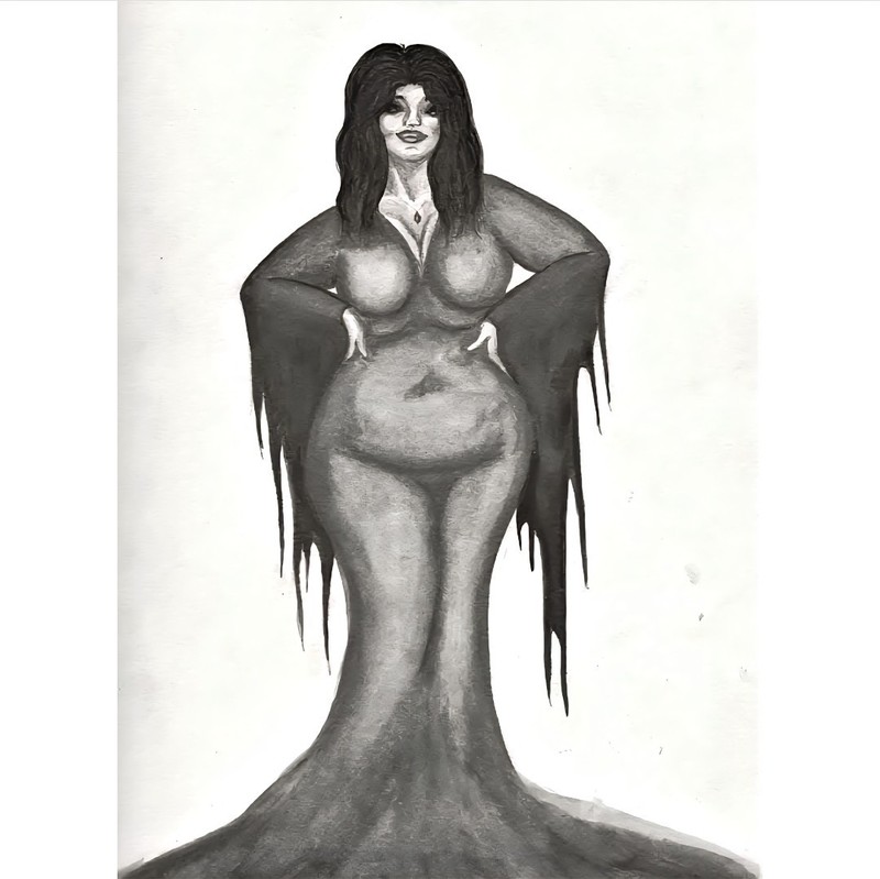 Lady Of Darkness 8×12″ original art prints fat art body positive