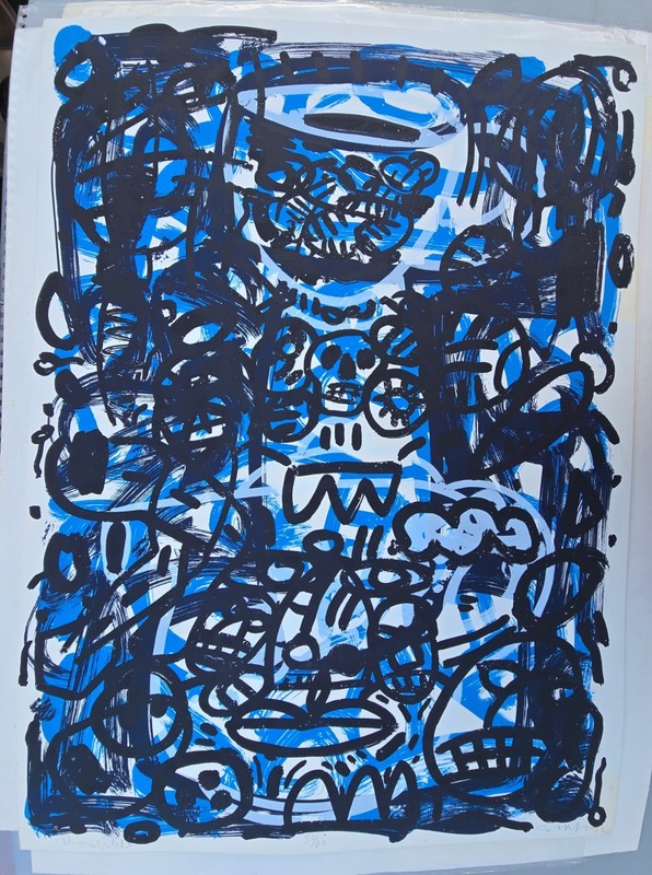 Gronk Nicandro Dumbell 1990 34.25 x 25 in Chicano Art Self Help Graphics SHG