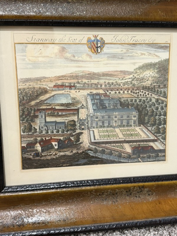 Set of Johannes Kip Stanway & Sherborn Framed Antique Art Prints Copper-plated gallery