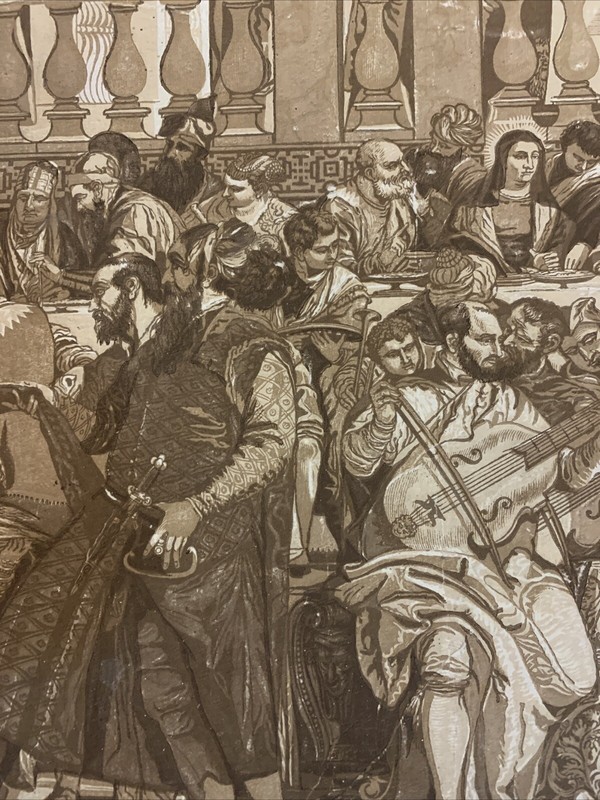 John Baptist Jackson The Wedding Feast at Cana Original Woodcut Print 1742 Rare gallery