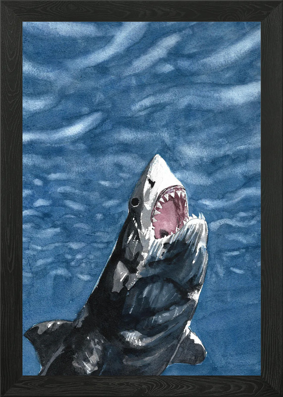 The Great White Shark Framed Wall Art Poster Canvas Print Picture