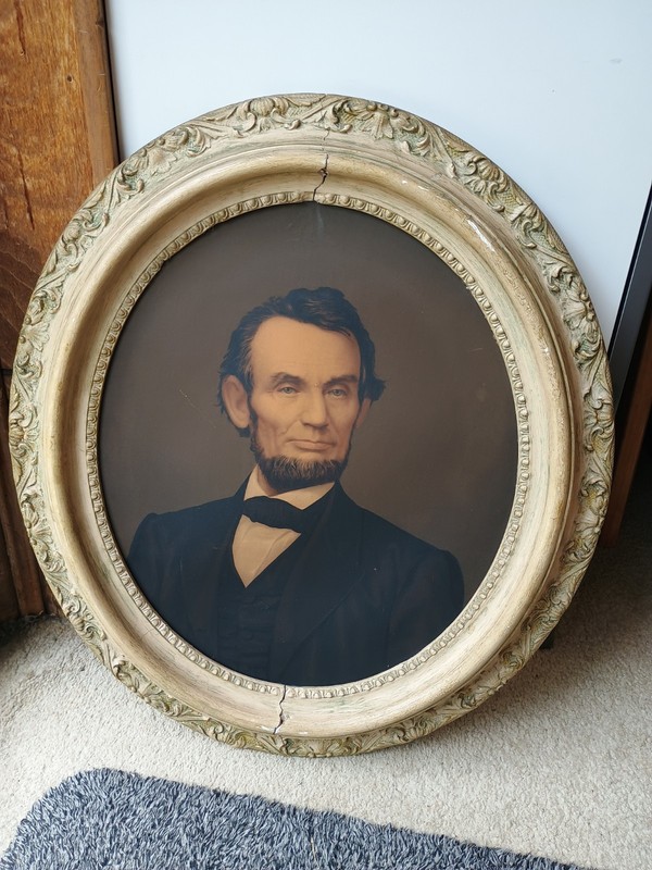 Antique Civil War E.C Middletown Portrait Of President Abraham Lincoln Abe Oval