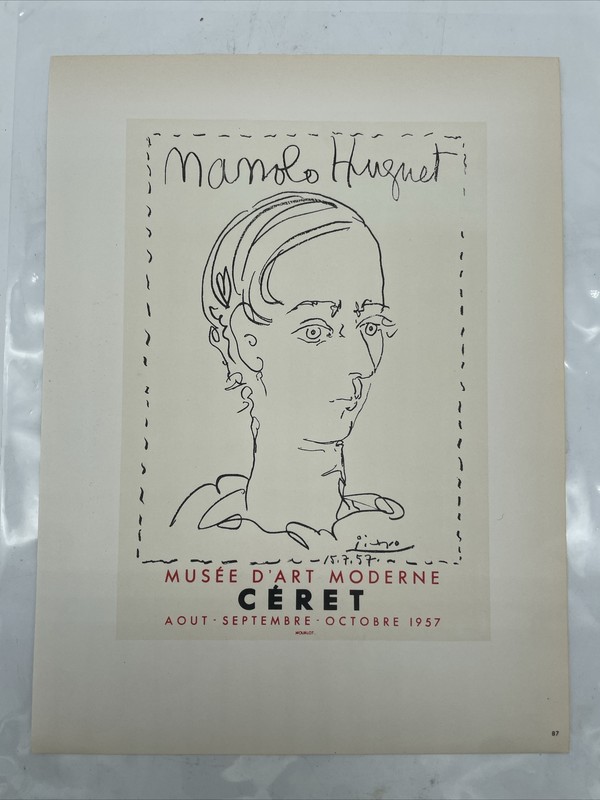 1959 Mini Poster Lithograph ORIG Print Pablo Picasso Manolo Hugnet Modern COA