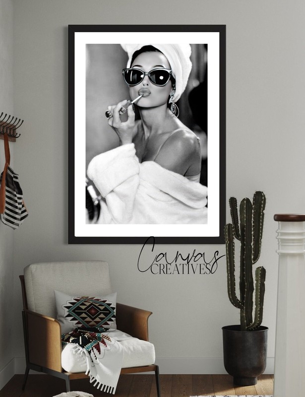 Audrey Hepburn Lipstick Canvas Picture Framed Print Fine Paper Poster Wall Decor gallery