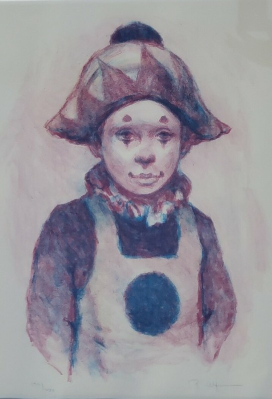 Hand Signed Philippe Alfieri – 177/200 – Young Boy Clown – Lithograph Art Print