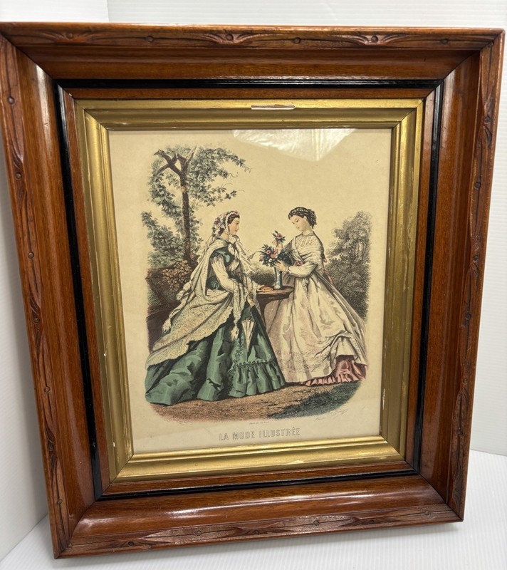 La Mode Anais Toudouze Illustree Victorian Paris Plate Print Vintage Wood Frame