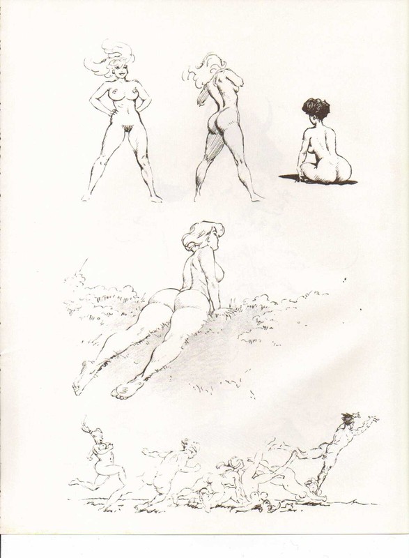 1978 Black & White Plate «Sketch Work Beautiful body Women» Frazetta GGA Print