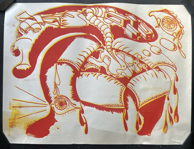 Vtg. 1976 Abstract Art Print from Steel & De Vivi California State College Ex..