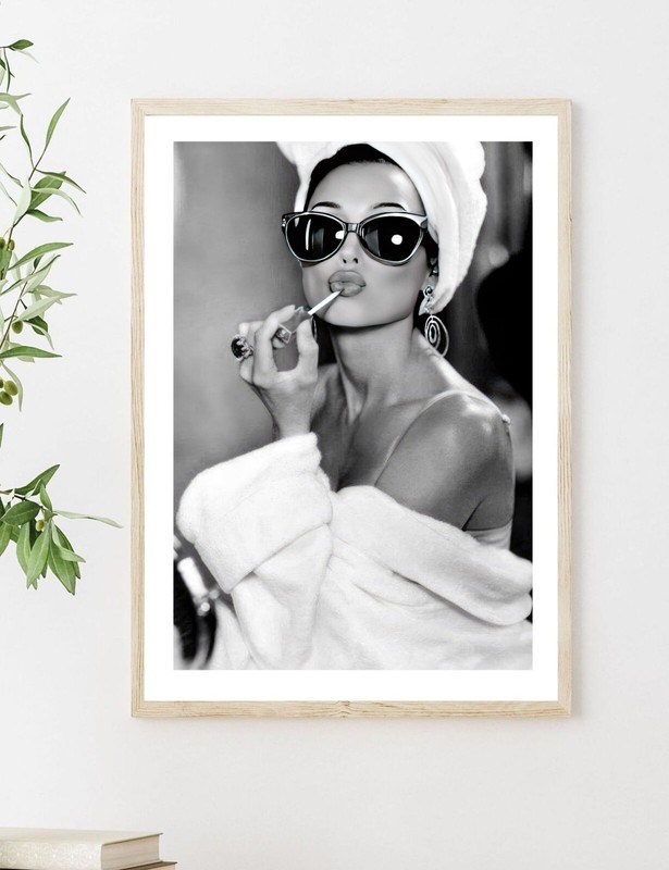 Audrey Hepburn Lipstick Canvas Picture Framed Print Fine Paper Poster Wall Decor gallery