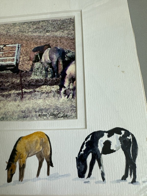 Enhanced over Original Horses in Corral Photo by Kay Murphy Unframed gallery