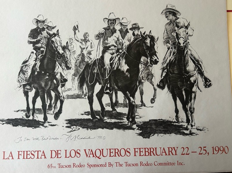 RARE Vintage 65th Tucson Rodeo Print Signed by Artist Ron Riddick – 1990