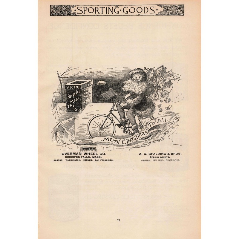 1891 Vintage Victor Bicycles Make The Pace Christmas Advertisement Art Print