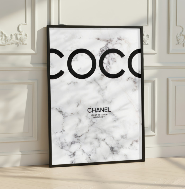 Coco Chanel Marble Wall Art Print – Luxury Fashion Quote Poster Glam Home