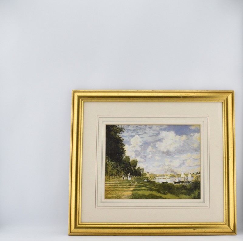 VTG Monet Framed Art Print - River Walk at Argenteuil VIK03 Made in England gallery