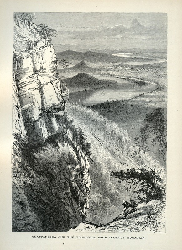 Chattanooga Tennessee River Antique Wood Engraving 1872 Lookout Mountain Fenn