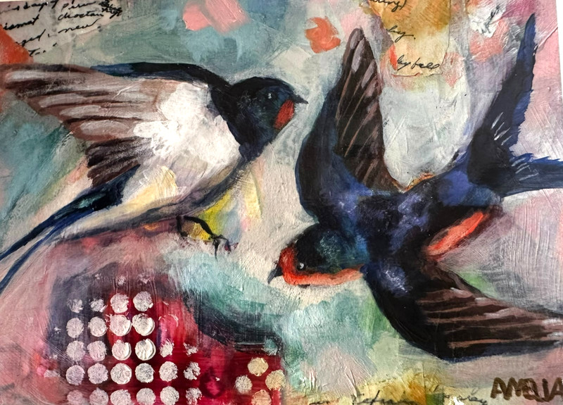 Art PRING Wall Art Home Barn Swallows Birds Decor Unframed 5×7 Small «Moment»