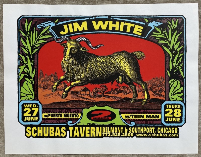 JIM WHITE Alt Country Americana Rock 2001 CHICAGO Concert Steve Walters Poster