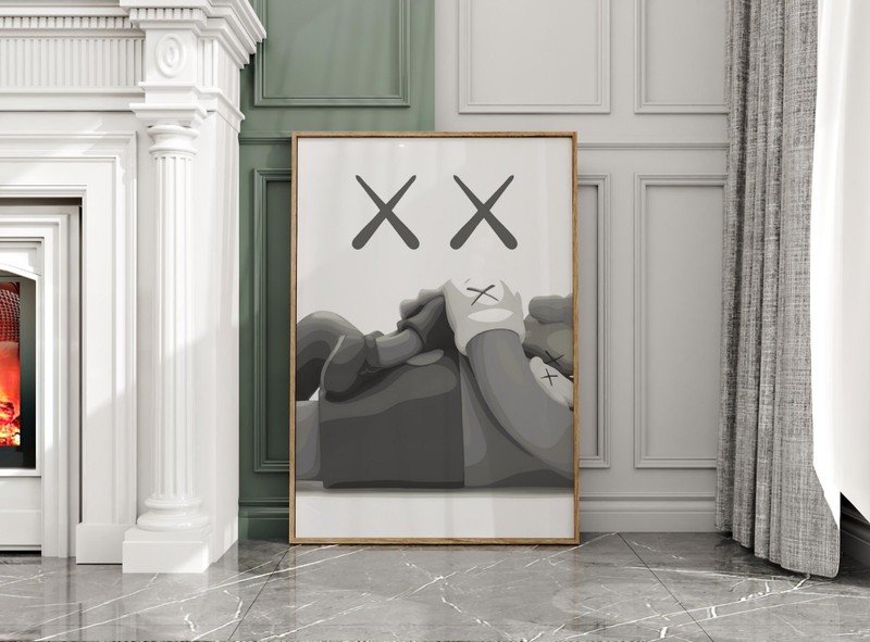 Set of 3 Family Relax Kaws Art pieces canvas wall home decor Portrait Gallery gallery