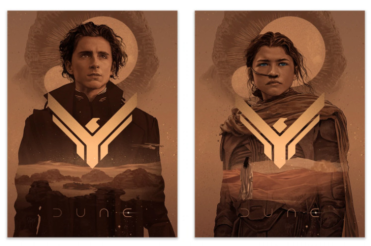 Juan Burgos Paul and Chani 2 Poster Matching Number Set Dune 18×24