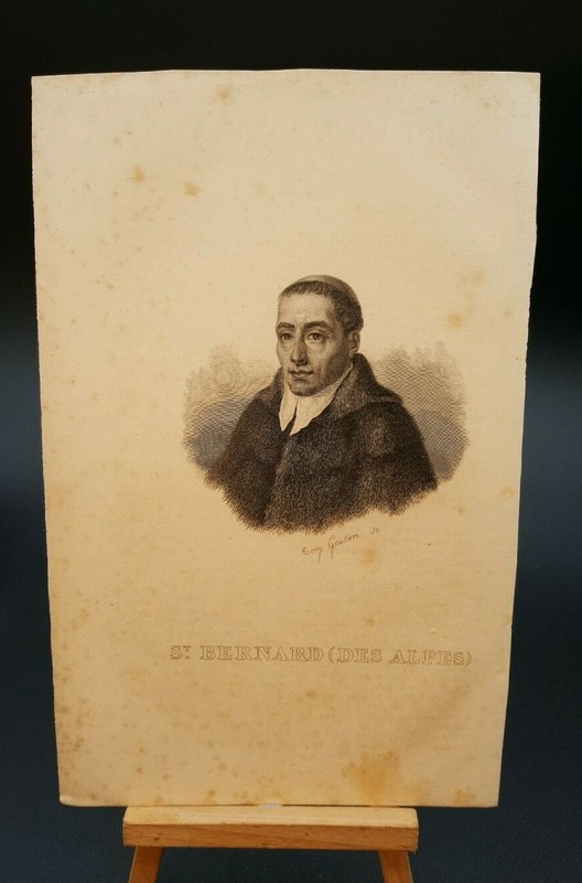 St Bernard (Des Alpes) ANTIQUE STEEL ENGRAVING PORTRAIT Paper 145mm x 225mm