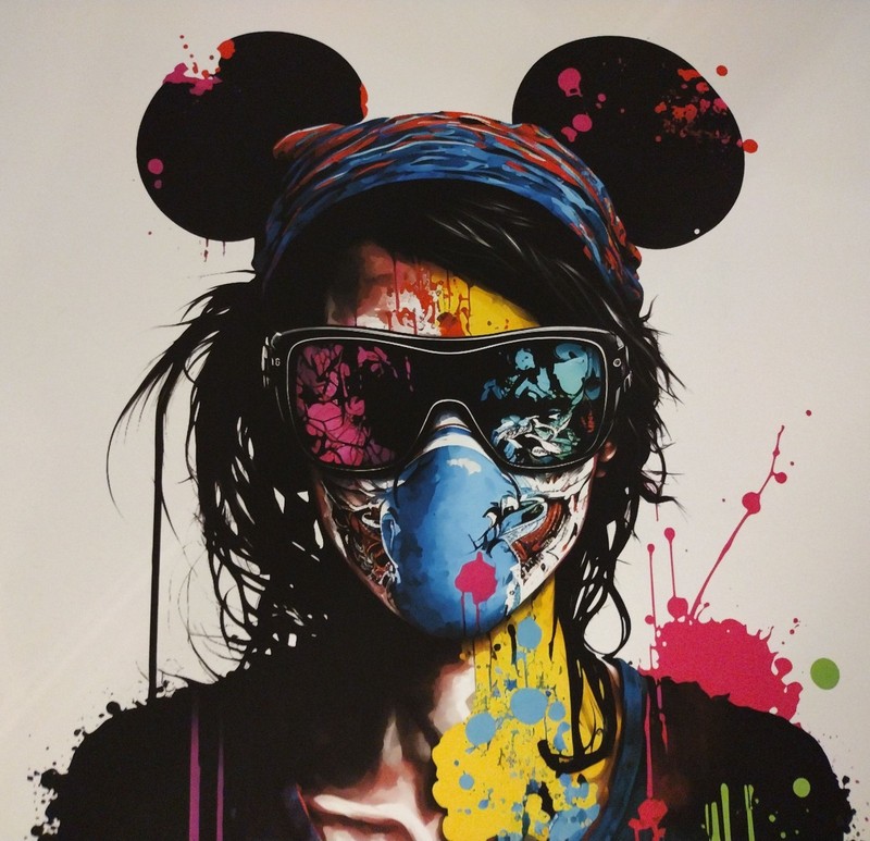Chris Boyle ltd ed signed framed art print #27/50 Minnie Mouse blu medical mask gallery