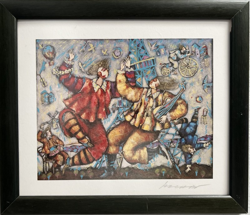 Michael Kachan Eiffel Song Signed and Framed Seriolithograph with COA
