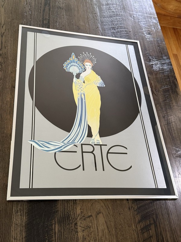 Vintage Art Deco Erte Athena Greek Lithograph Framed Print Silver/Black gallery