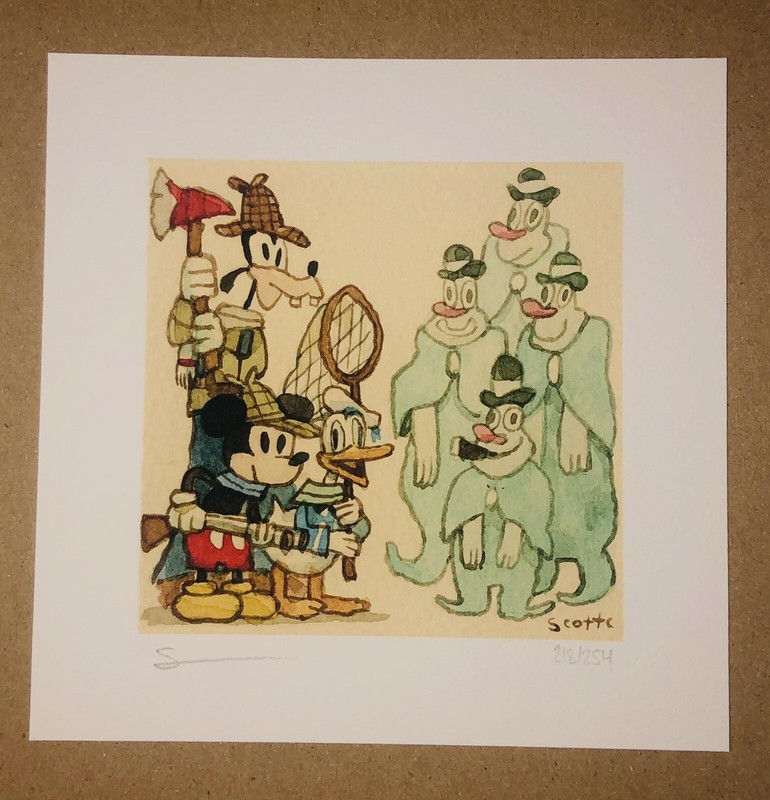 The Ghost Detectives Mickey Mouse Scott C Campbell Great Showdowns Print S/N