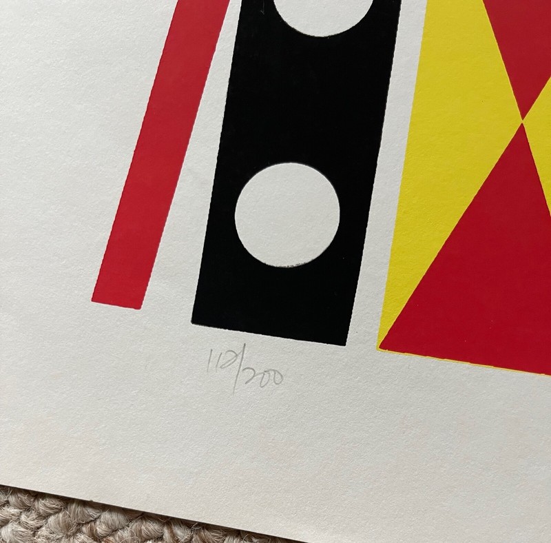 Cool Vintage Geometric Shapes Screen Print Modern Art Wall Hanging Signed Soto gallery