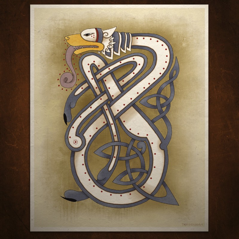 Celtic Wolf Art Print Knotwork Wall Decor gallery