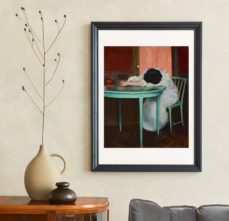 Casas Tired lady sleeping fine art giclee print gallery wall Art poster vintage gallery