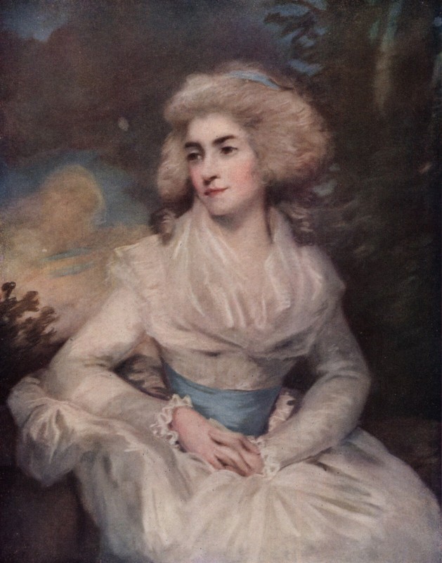 Richard Cosway Antique Color Portrait Print «Lady in a Fromal Dress» Framed COA