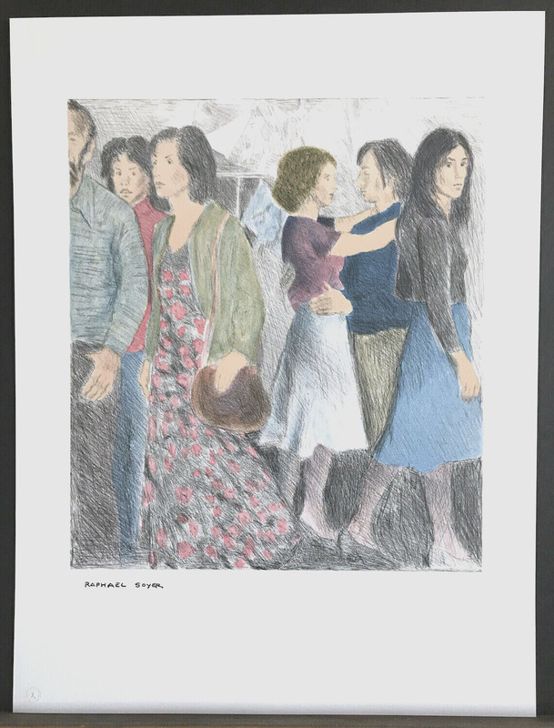 Raphael Soyer STREET SCENE NYC Lithograph, Plate Signed, City People, Realism gallery