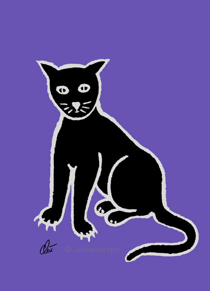 JACQUELINE DITT – Black Cat-PF ltd.sign.original print graphic size 13×18 cm cat