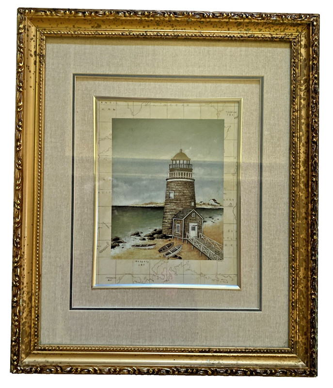 Trippies Inc. Framed Lighthouse Nautical Print Wall Decor Art Hanging 2003