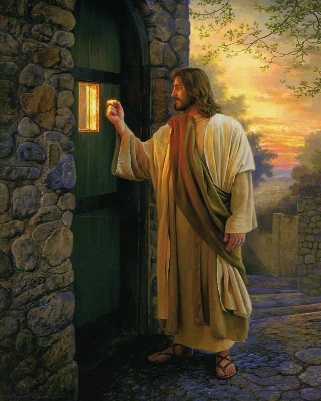 CHRISTIAN print picture- JESUS KNOCKING ON DOOR – 5″ x 7″ ready to be framed