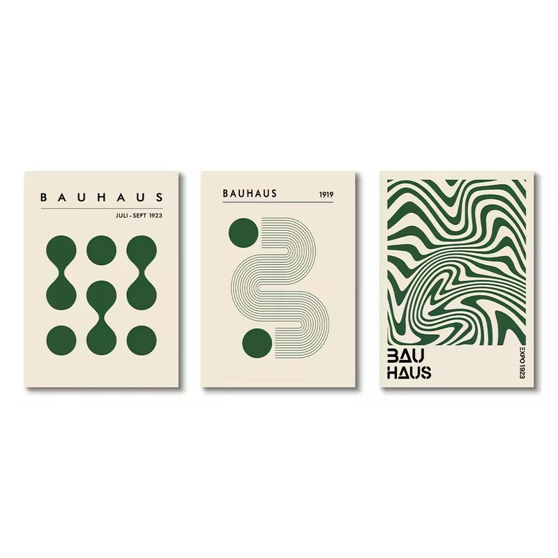 Set of 3 Bauhaus Art Canvas Print Abstract Geometric Minimalist 20×30  30x40 cm gallery