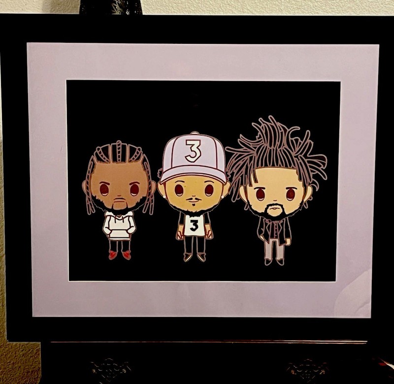 Kendrick Lamar, Chance, J. Cole Fan Art |Indie Illustration| Rap Music Decor|