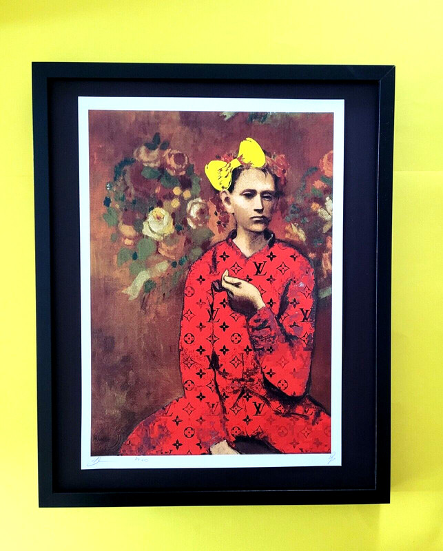 DEATH NYC Hand Signed LARGE Print COA Framed 16x20in Picasso Boy with Pipe LV 2