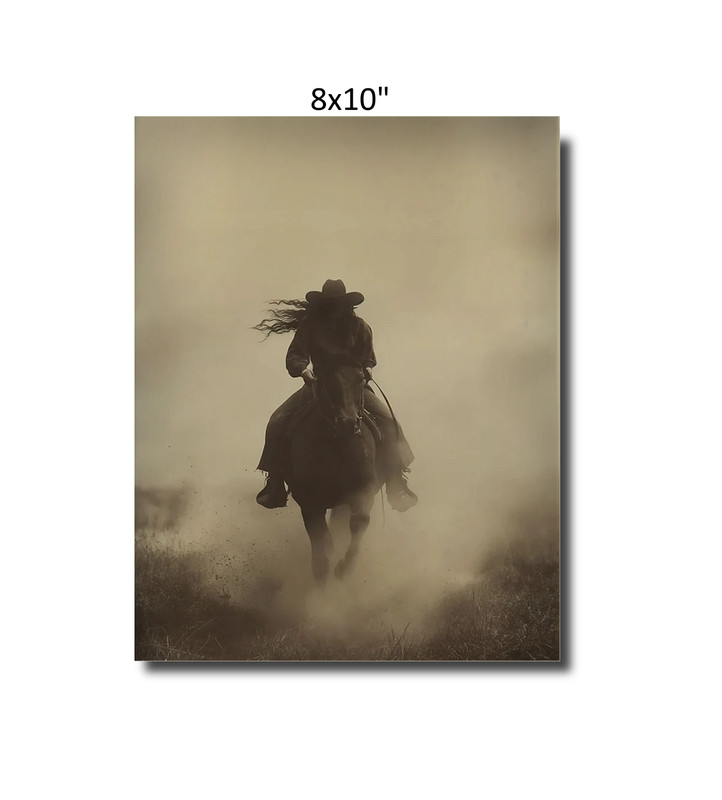 Cowgirl horse dust Vintage Western Unframed Nostalgia Art Print 8x10"