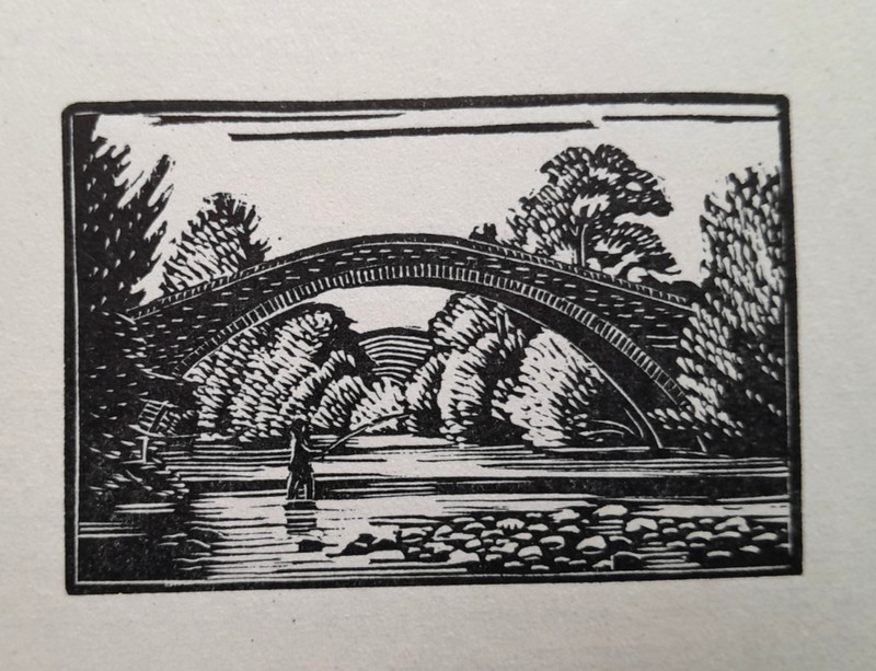 IVELET BRIDGE GUNNERSIDE BECK YORKSHIRE Print of Woodcut Marie Hartley C1930s