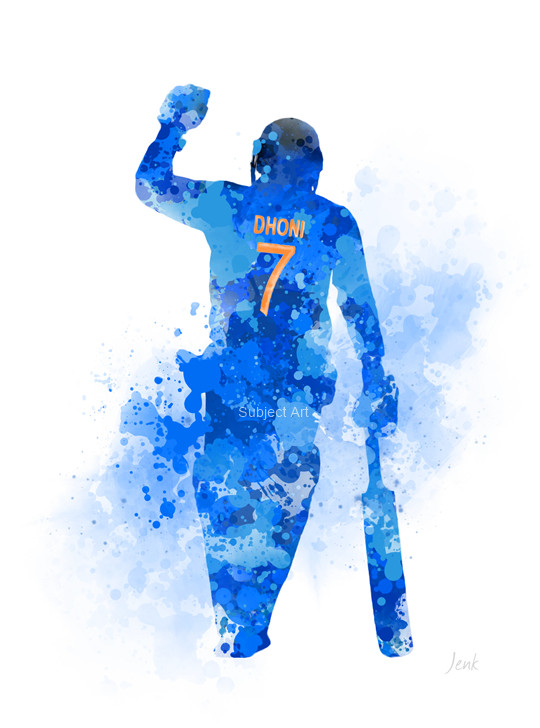 ART PRINT MS Dhoni illustration, Cricket, India, Sport, Wall Art, Gift