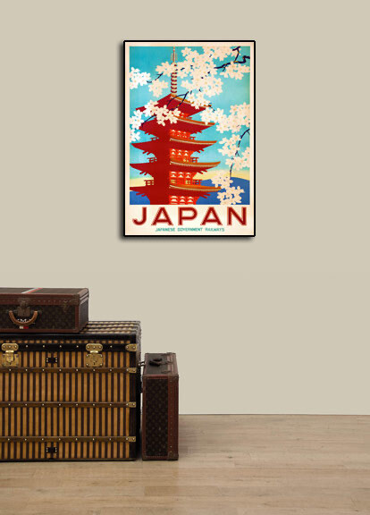 Japanese Cherry Blossoms 1950s Vintage Style Japan Travel Poster - 20x30 gallery