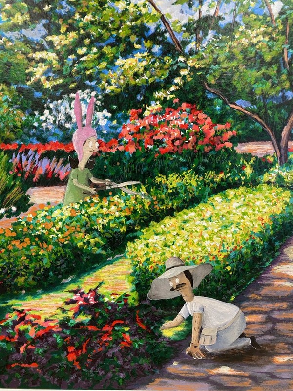 bobs burgers Gardening Louise fine art poster upcycled thrift store painting