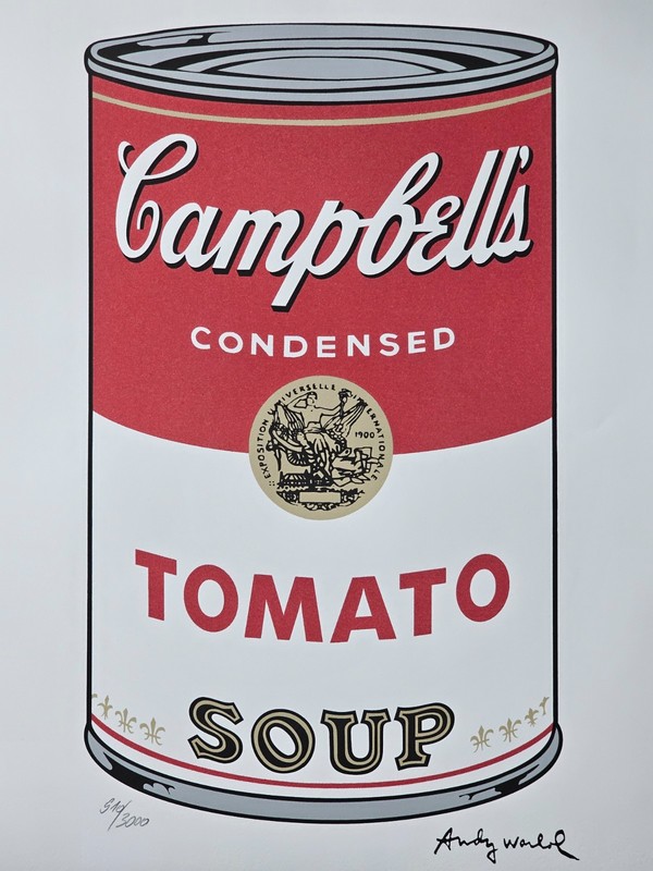 ANDY WARHOL CAMPBELL’S SOUP TOMATO SOUP HAND NUMBERED LITHOGRAPH ART PRINT